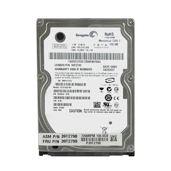 39T2798 IBM 100GB 7200RPM SATA 2.5-inch Hard Drive