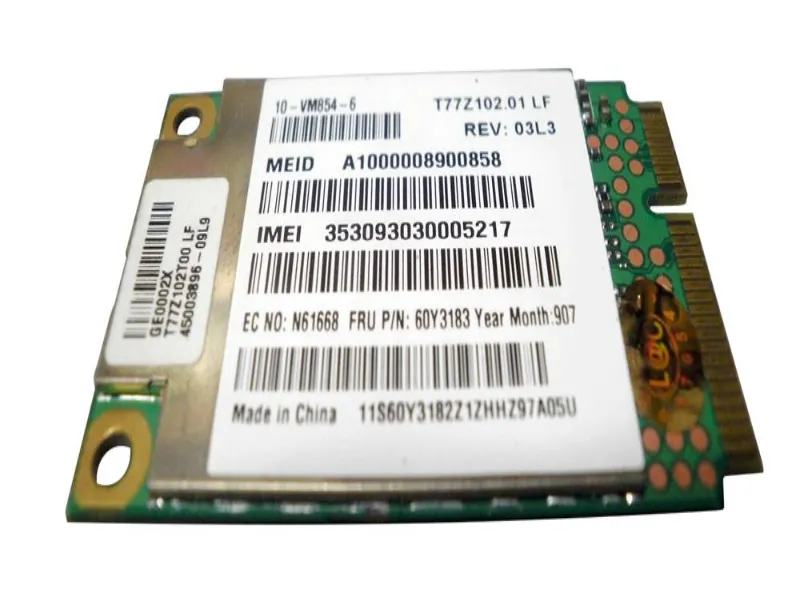 60Y3183 IBM / Lenovo Wireless 3G WWAN Mobile BroadbAnd ...