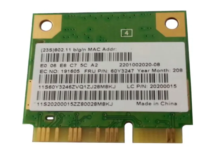 60Y3247 IBM Lenovo IEEE 802.11 b/g/n Wireless Mini-PCI ...