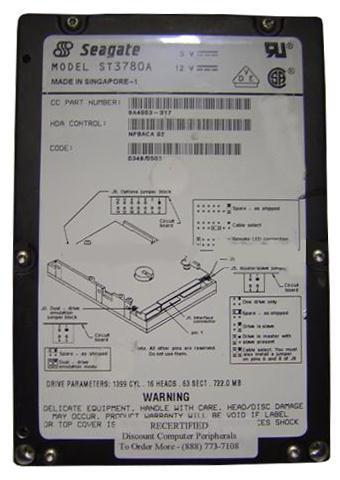 ST3780A Seagate Medalist 1220 722MB 4500RPM IDE/ATA 3.5...