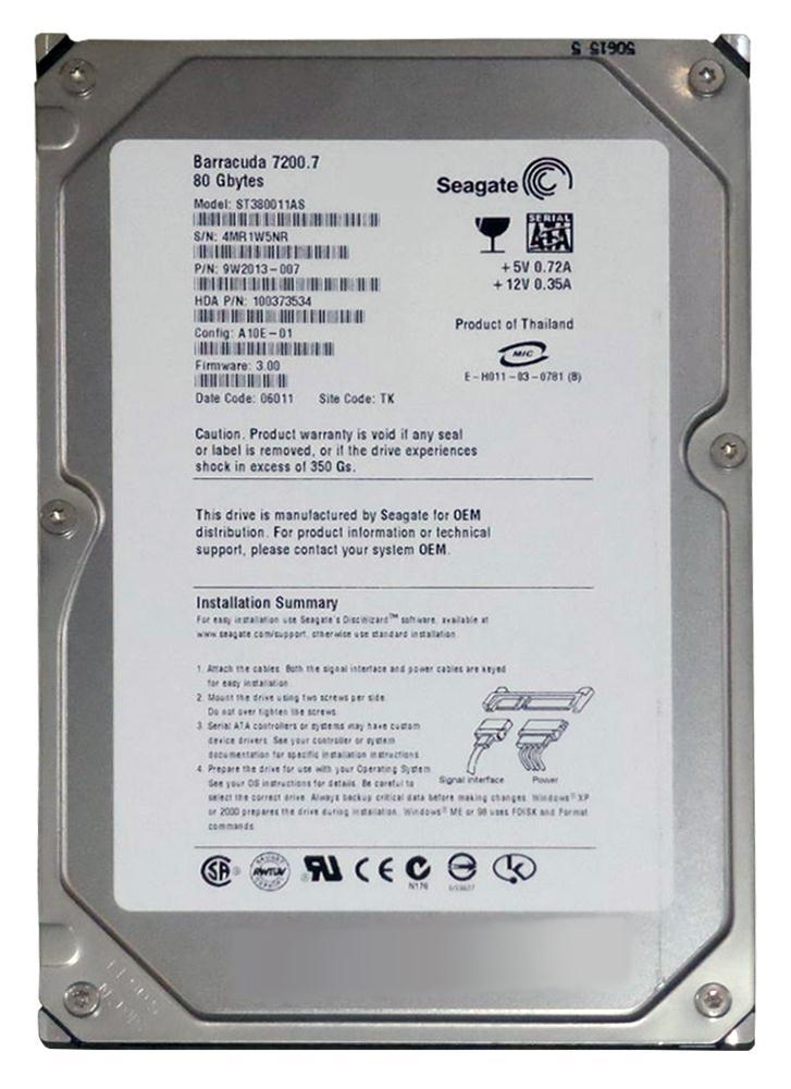 ST380011AS Seagate BarraCuda 80GB 7200RPM SATA-150 8MB ...