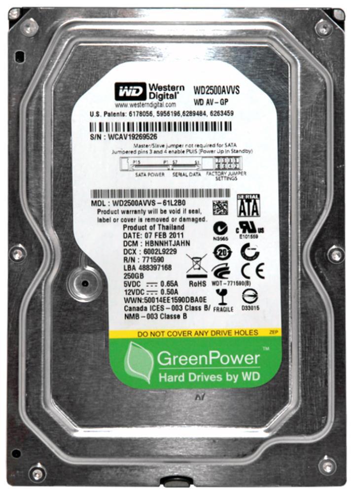 WD2500AVVS Western Digital Av-Gp 250GB 7200RPM SATA 3GB...