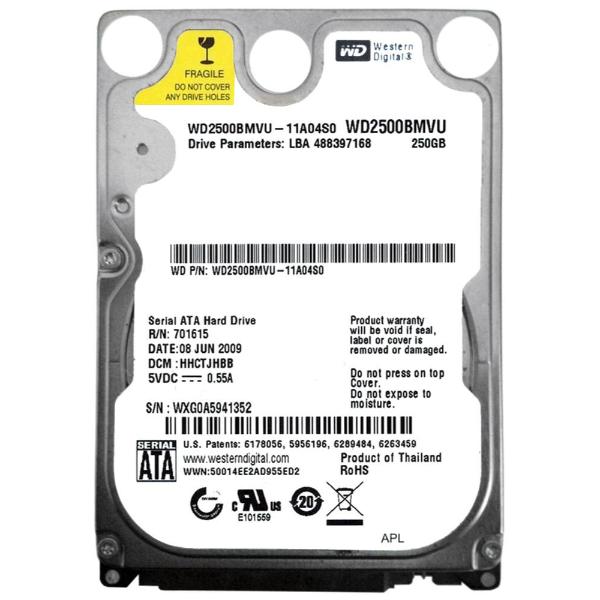 WD2500BMVU Western Digital 250GB 5400RPM USB 2.0 8MB Ca...