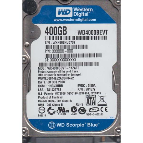 WD4000BEVT-11ZAT0 Western Digital Scorpio Blue 400GB 54...