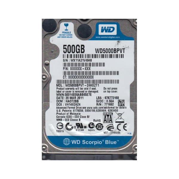 WD5000BPVT-24HXZT1 Western Digital Scorpio Blue 500GB 5...