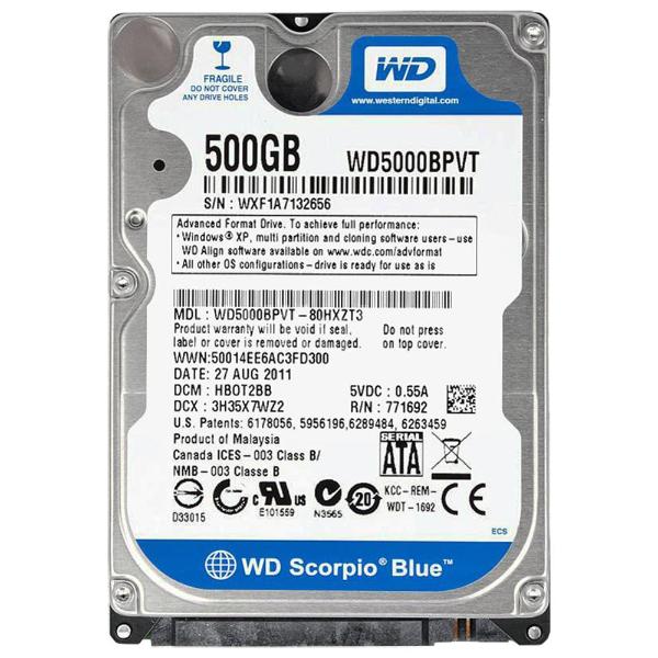 WD5000BPVT-80HXZT3 Western Digital Scorpio Blue 500GB 5...