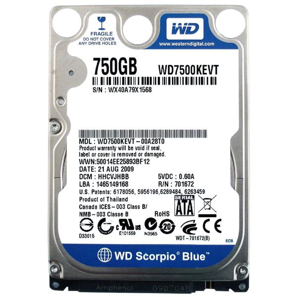 WD7500KEVT-00A28T0 Western Digital 750GB 5200RPM SATA 3...